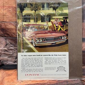Pontiac 1960 Safari Wagon Wide-Track Vintage Original Magazine Ad Print